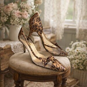 Vintage 1990s Ingledews,”Grazia”,Spanish, Animal Print, Cut Out, Bow Heels/Pumps